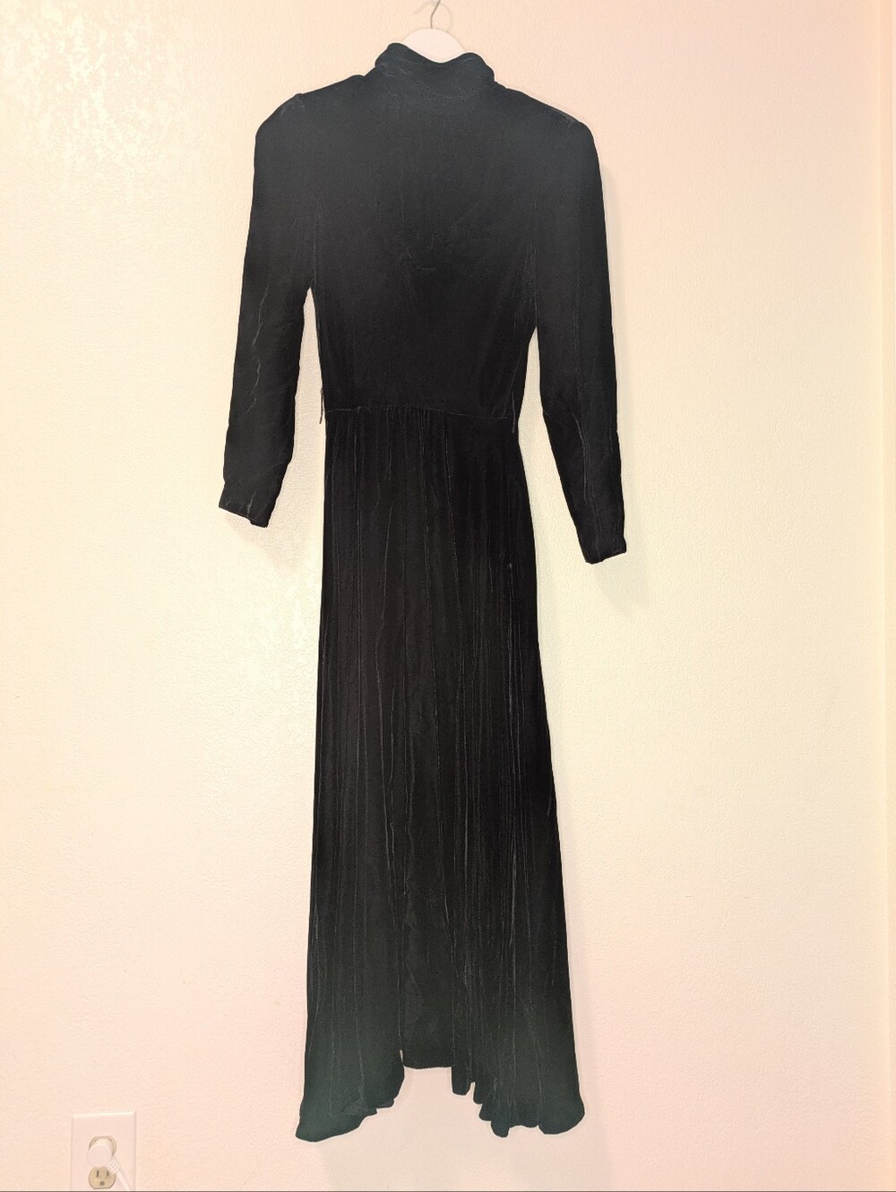 Vintage 80s Ricki Lang for Nuit Black Velvet Full Circle Skirt Maxi Dress ILGWU - Picture 2 of 12